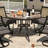 48'' Round Cast Aluminum Tile-Top Outdoor Dining Table with 2.3'' Umbrella Hole