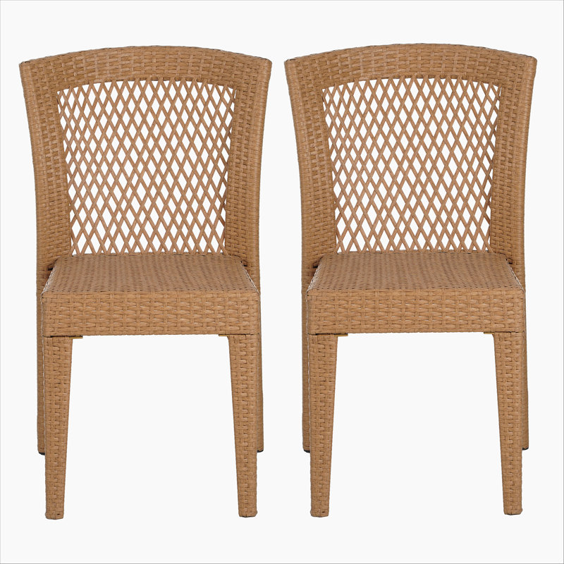 Ensemble de 2 chaises empilables FARLEY, brun clair