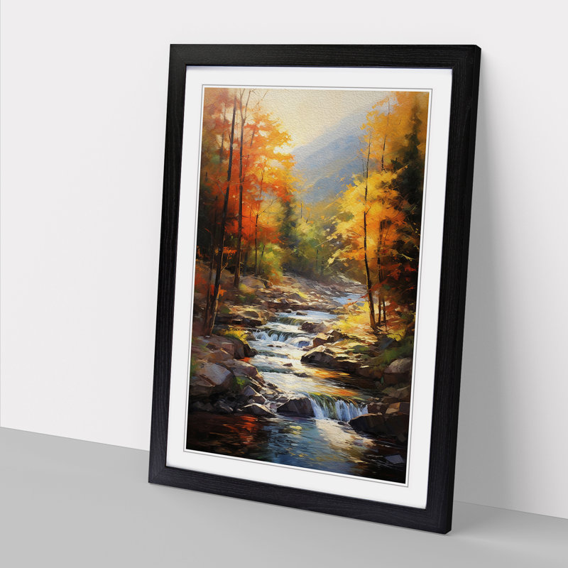 Stream Impressionism No.3 - Single Picture Frame Print on Wood, 34cm H x 25cm W x 2cm D, Black
