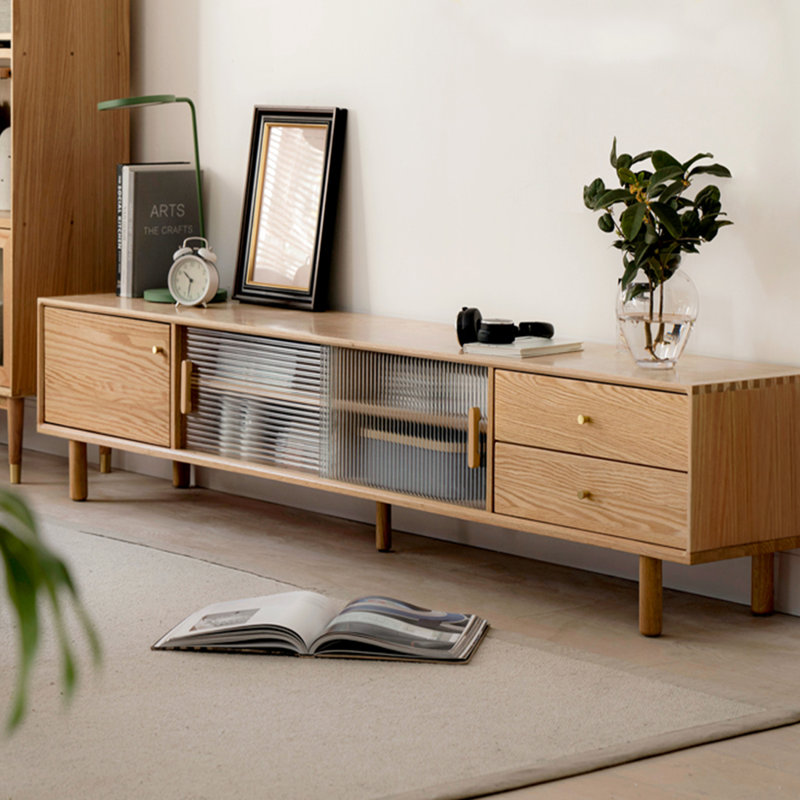 Meuble télé moderne et simple en chêne, 70.86"