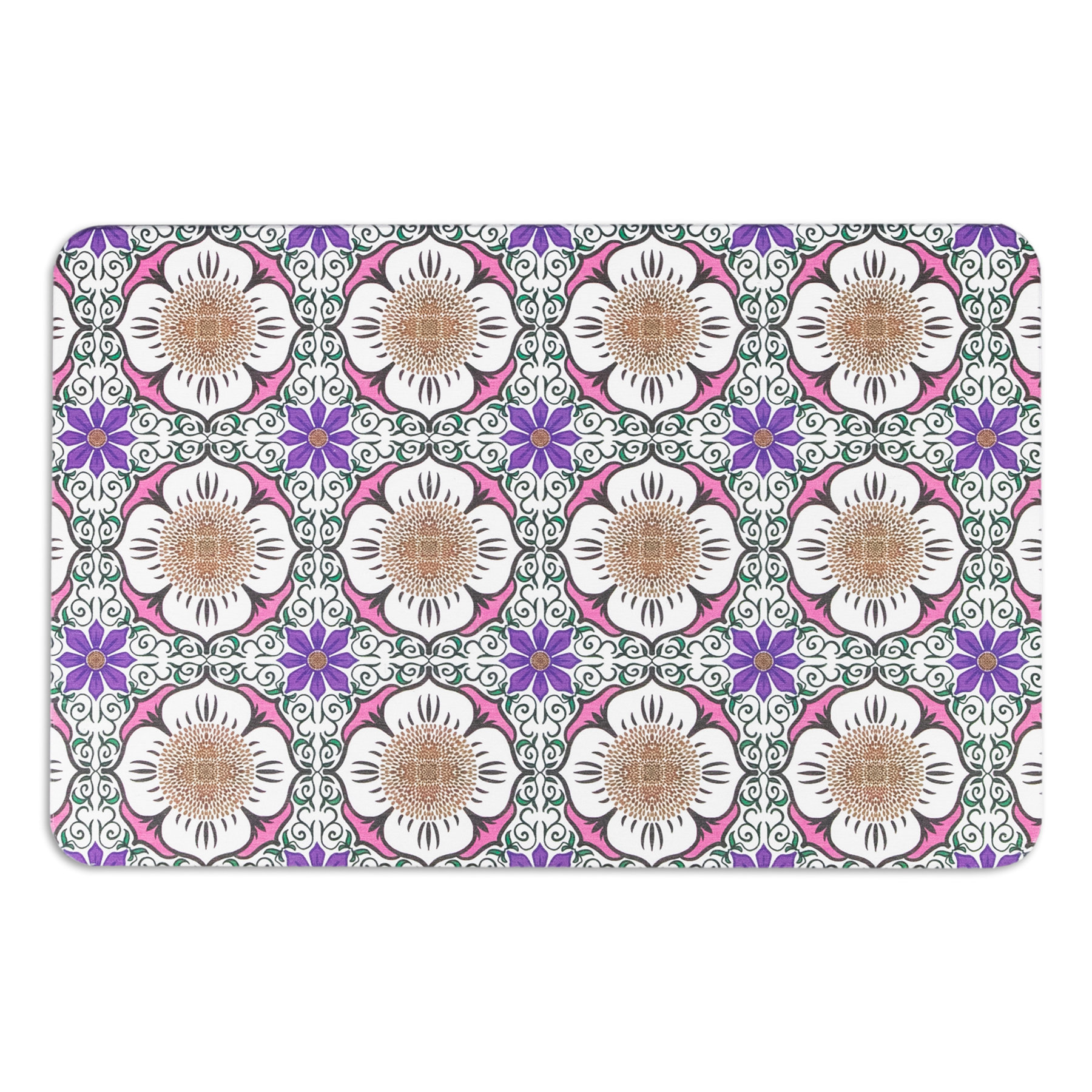 1pc Floral Pattern Anti-slip Bath Rug, Modern Rubber Bath Mat For Bathroom