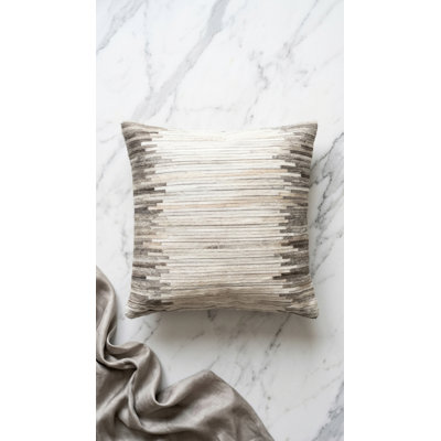  Square Strip Leather Pillow Cover & Insert