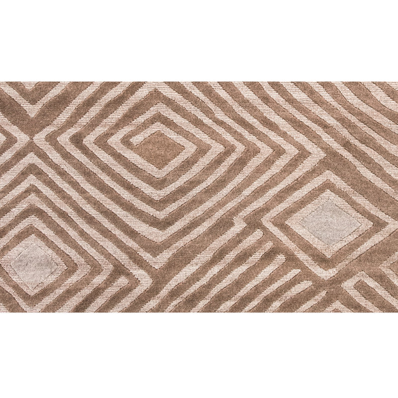 Hand Knotted Geometric Area Rug in Charcoal, Rectangle 8' x 10'