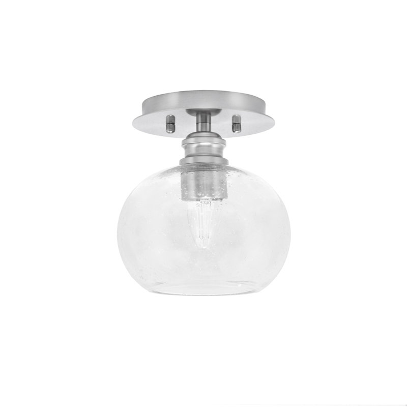 Edge 1 Light Semi-Flush With 7" Clear Bubble Glass, Brushed Nickel