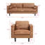 Ensemble de salon 2 pièces Nataniel en cuir véritable, canapé et fauteuil d'appoint au design moderne, sièges compacts pour petits espaces-885870952