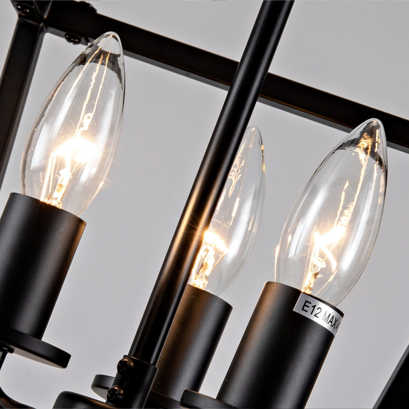 Plafonnier industriel noir à 3 lumières de style campagnard avec cage ouverte rustique et hauteur de suspension réglable, base E12 pour îlot de cuisine