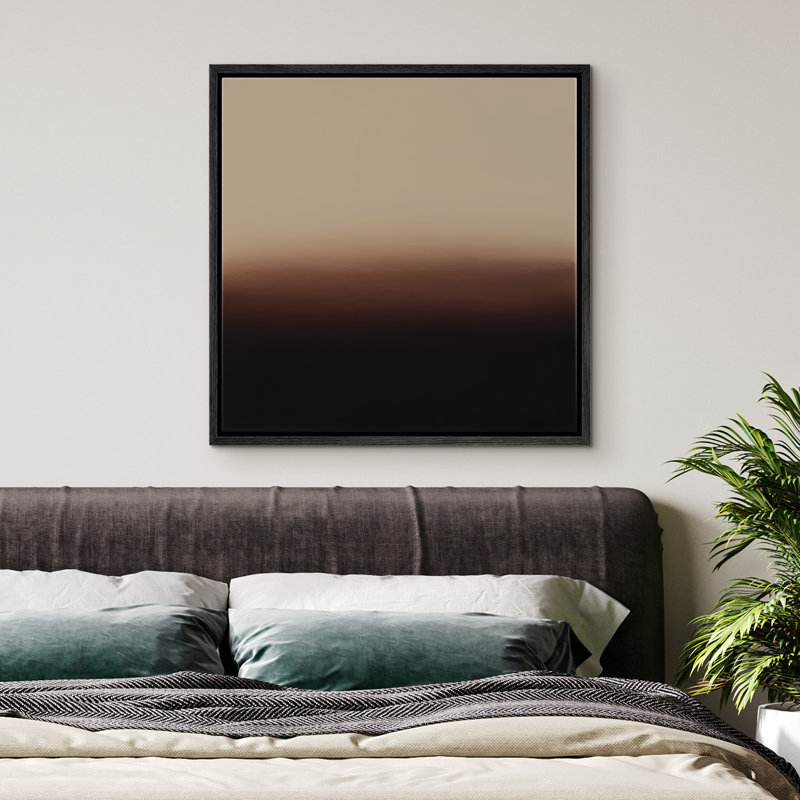 Reproduction de paysage abstrait encadrée d'art mural sur toile pour un décor rétro, H 24 po x l 24 po, Noir