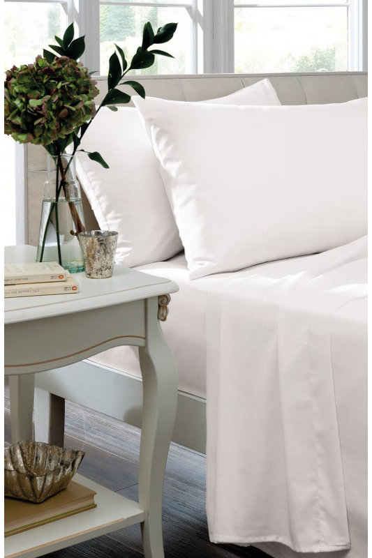 Easy Iron Percale Base Valance Sheet, White