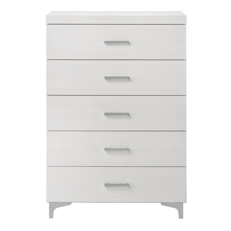 Commode de rangement en bois blanche à 5 tiroirs pour meubles de chambre à coucher | Idée de cadeau