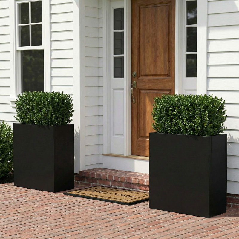 Jardinières rectangulaires en métal pour plantes d'extérieur, H 30 po x l 24 po x P 10 po