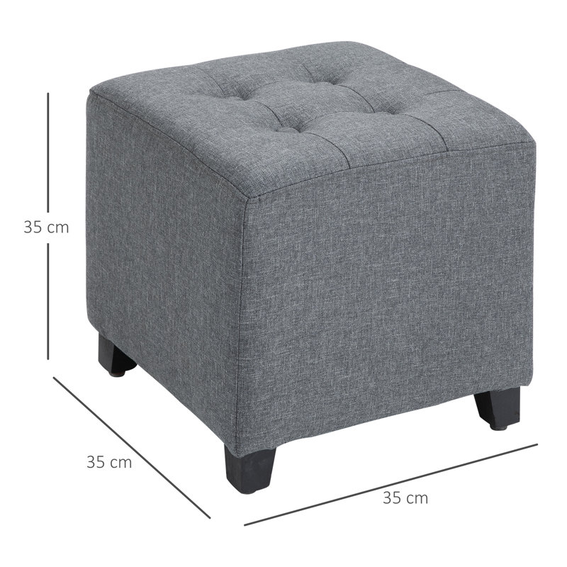 Leella 35cm Wide Tufted Square Solid Colour Footstool Ottoman