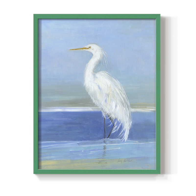 Wading Egret II, reproduction encadrée - bois massif, H 30 po x l 24 po, Vert