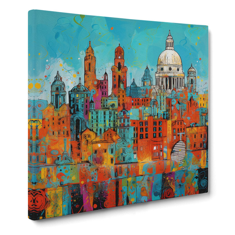 City Of Liverpool Expressionism - Wrapped Canvas - Framed Print, 35cm H x 35cm W x 3cm D