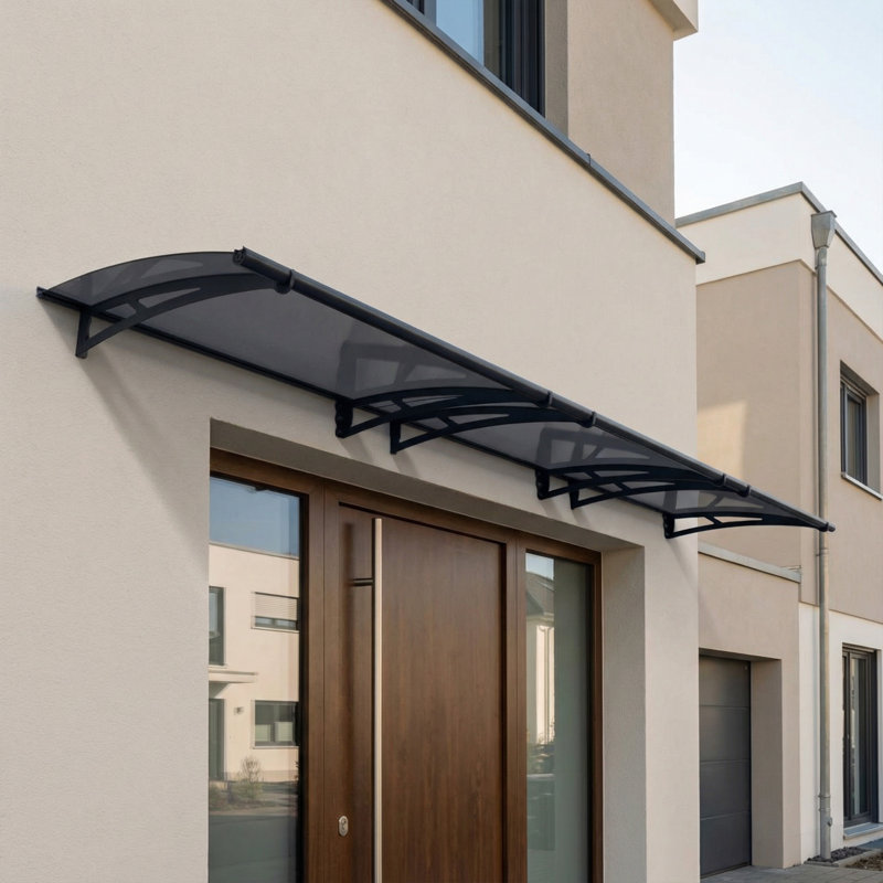 Palram - Canopia Aquila 15 ft. W x 3 ft. D Acrylic Galvanized Steel Convex Door Awning Solar Gray/Solar Gray, Solar Gray