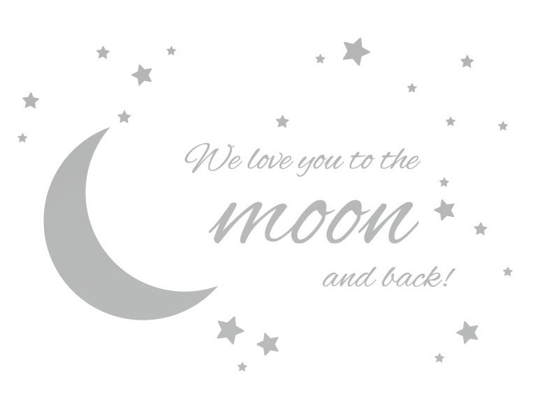 Adhésif décoratif « To the moon and back », H 24 po x l 36 po x P 0,01 po, Argent