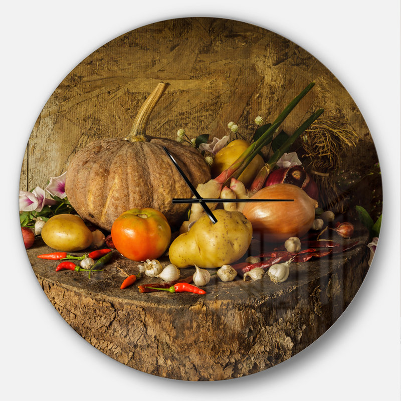 Légumes et fruits - Horloge murale moderne, Surdimensionné