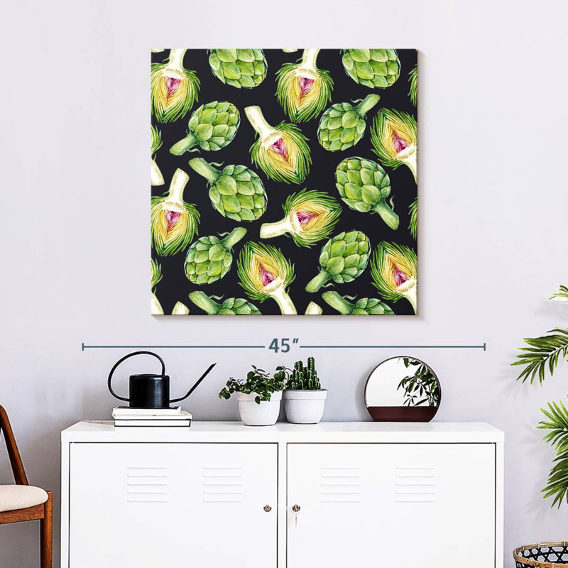 Artichokes On Black, 30" H x 30" W