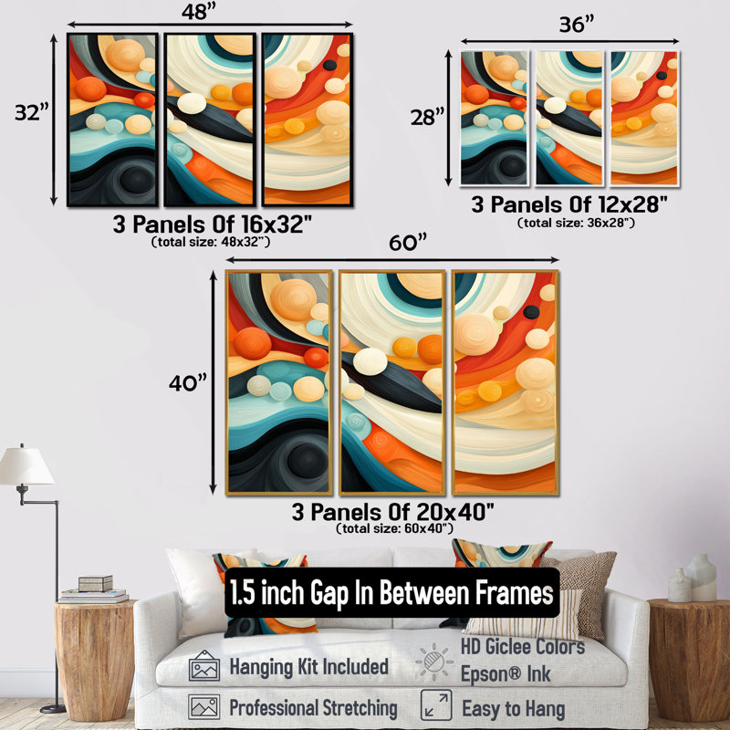 Cosmic Dance Of Colours IV - Abstract Impressionism, ensemble d'art mural, H 28 po x l 36 po, Noir
