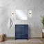 Meuble-lavabo bleu marine 30 po X P 20 po D, ensemble en marbre de culture et robinet chromé-117978811