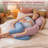 E-shaped Pregnancy Pillow, Tencel Material, Full Body Maternity Pillow For Side Sleepers 60 Inch-support For Back, Legs, Belly, Hips, Pink-12504398-12504397