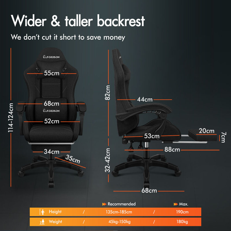 PC & Racing Game Chair, Black