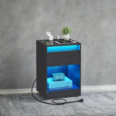 Side End Table With Adjustable Led Lights
