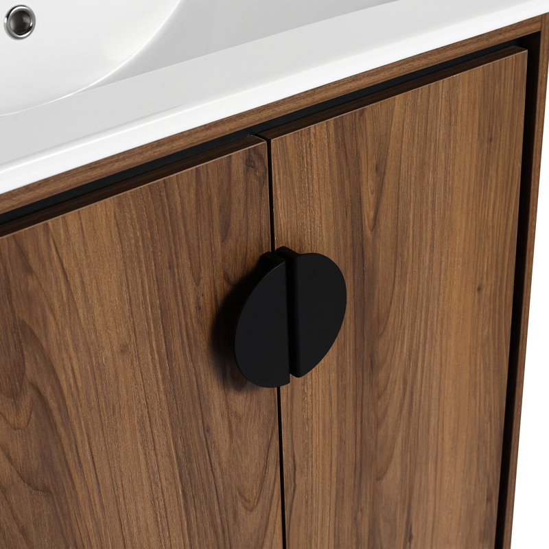 Meuble-lavabo 24 po avec lavabo encastré, rangement moderne. Matériau en bois d'ingénierie, preuve,. Facile à assembler et à nettoyer. Armoire de rangement brune et américaine. Fabriqué, surface lisse, amplement