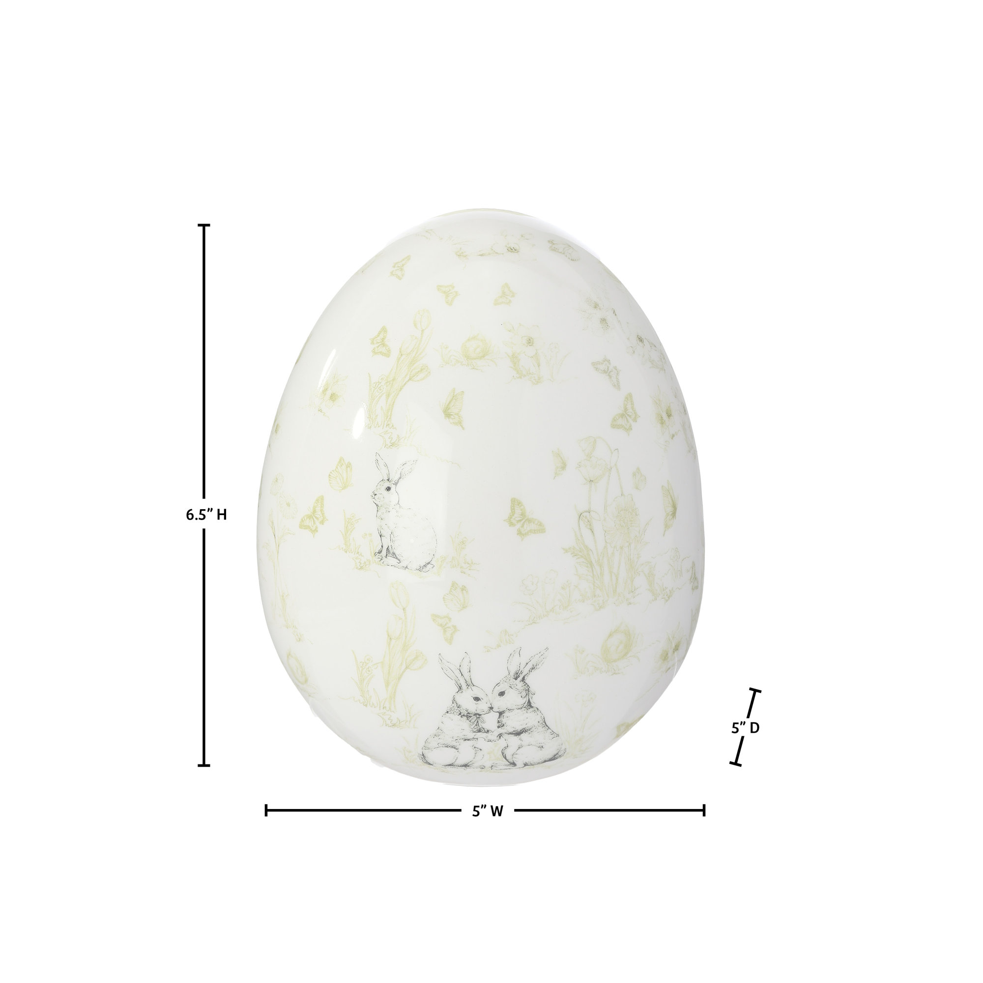 7" Dolomite Bunny Toile Egg, 7" Dolomite Bunny Toile Egg