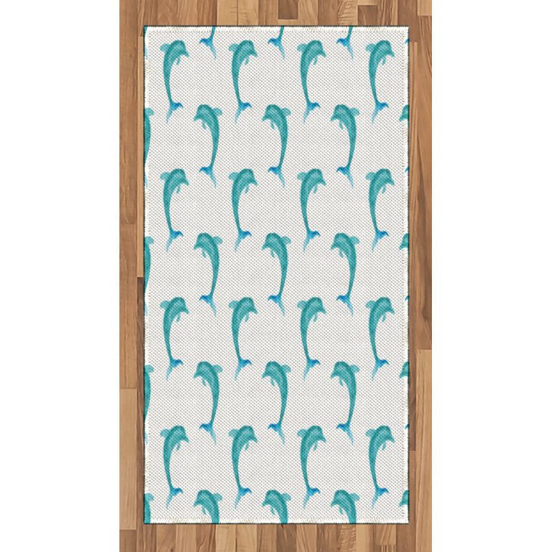 Aqua High Density Long Fiber Poly Threads Decorative Area Rug Carpet, Rectangle 2'7" x 5'