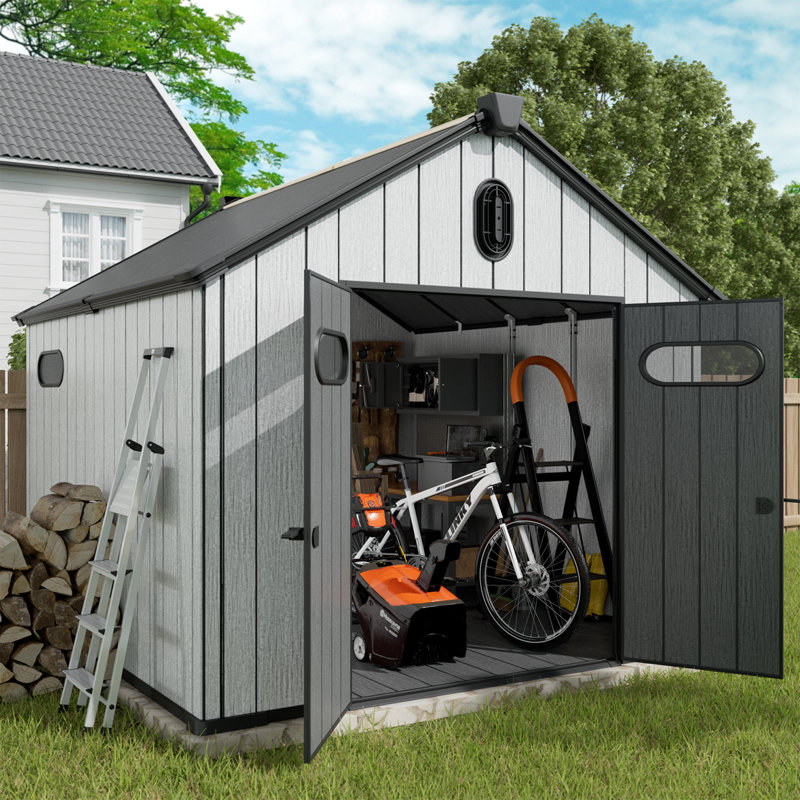 Rangement extérieur en résine de 8 pi x l 10 pi avec plancher