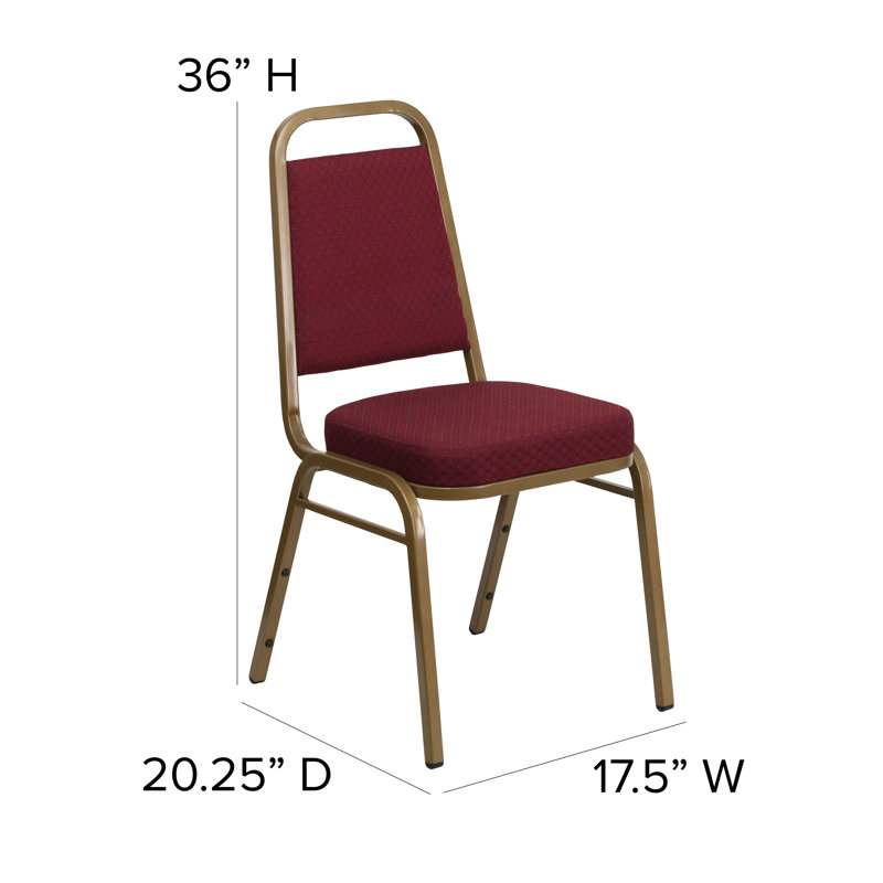 Burgundy Patterned Fabric Banquet Chair with Gold Frame