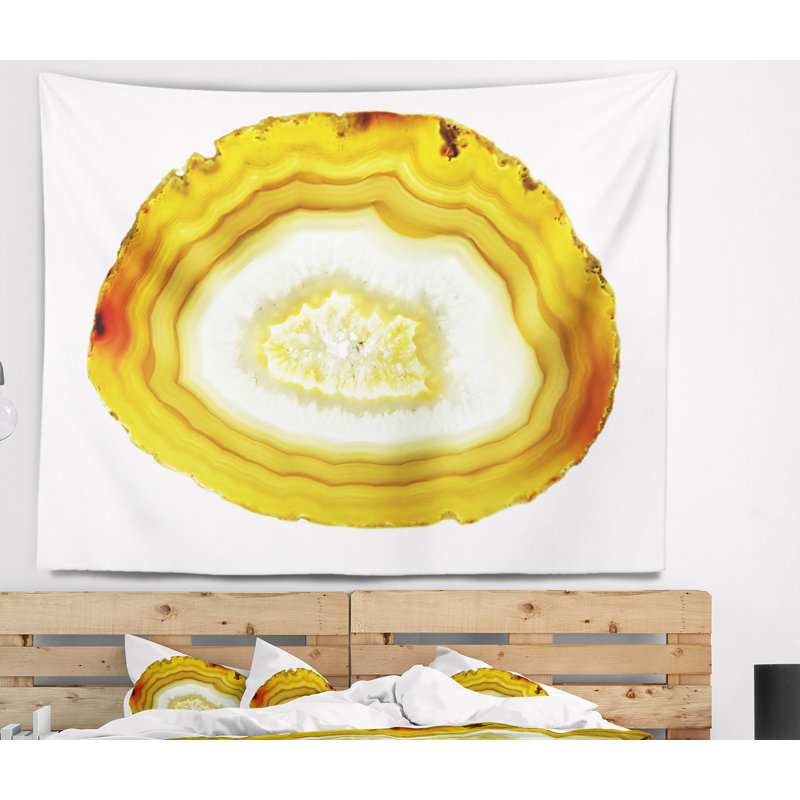 Tapisserie agate jaune en polyester avec accessoires suspendus inclus, H 32 po x l 39 po
