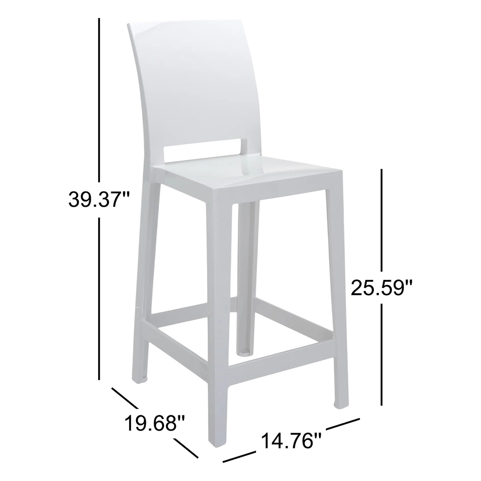 One More Outdoor Bar Stool, Counter, Glossy White