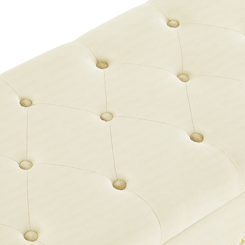 Tufted Bench With Storage, Cream