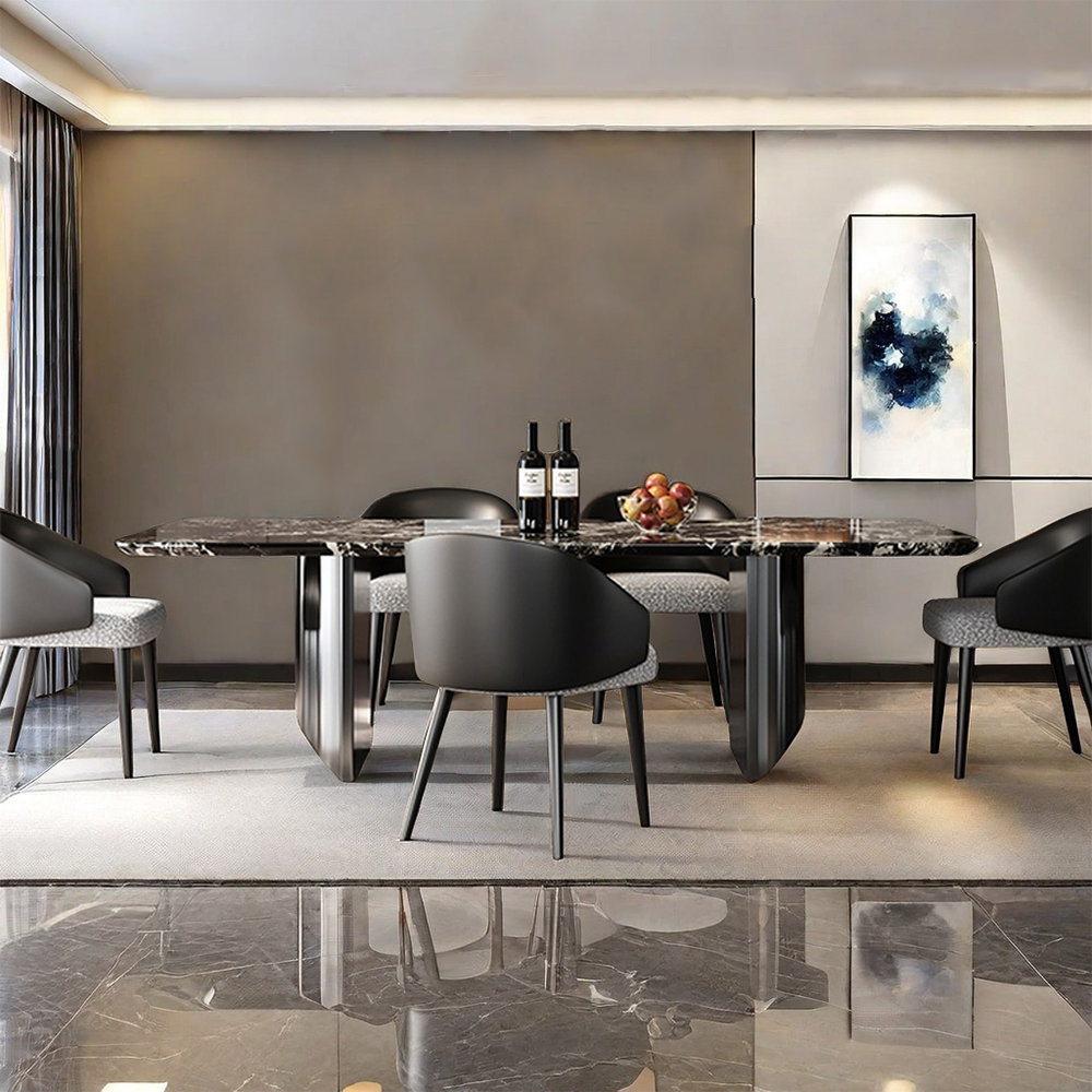 ALLNICEDT Modern rectangular light luxury marble dining tabl | Wayfair