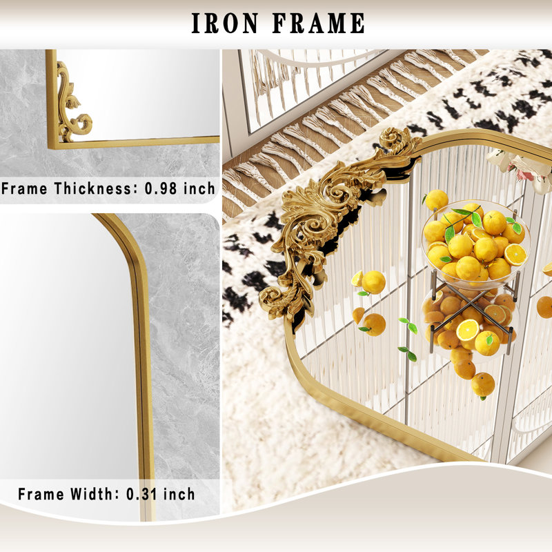Baroque Style Vintage Bathroom Mirror, Gold, 40" x 26"
