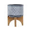 PLATEAU EN CÉRAMIQUE DE 5 po Aztec sur pied en bois, gris