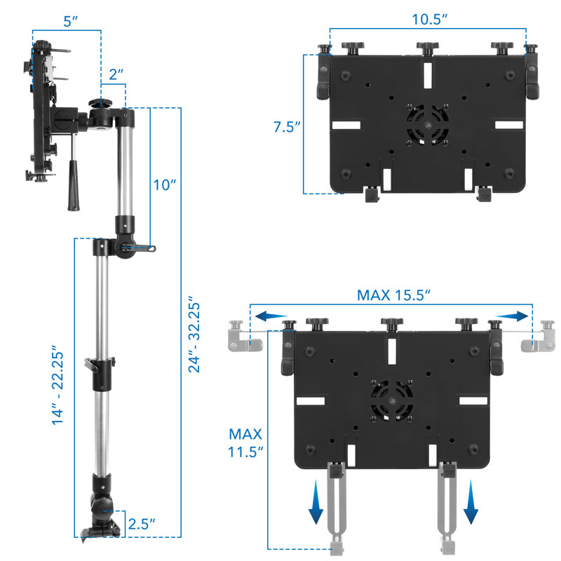 Système de fixation réglable pour ordinateur portable