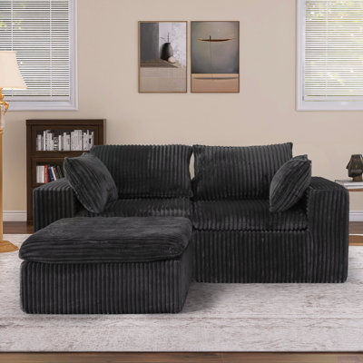 Vivianna 78.8 "W Fully Compressed Cloud Sofa, Corduroy Fabric, Deep-Seat Style, Removable Cushions, No Assembly Required