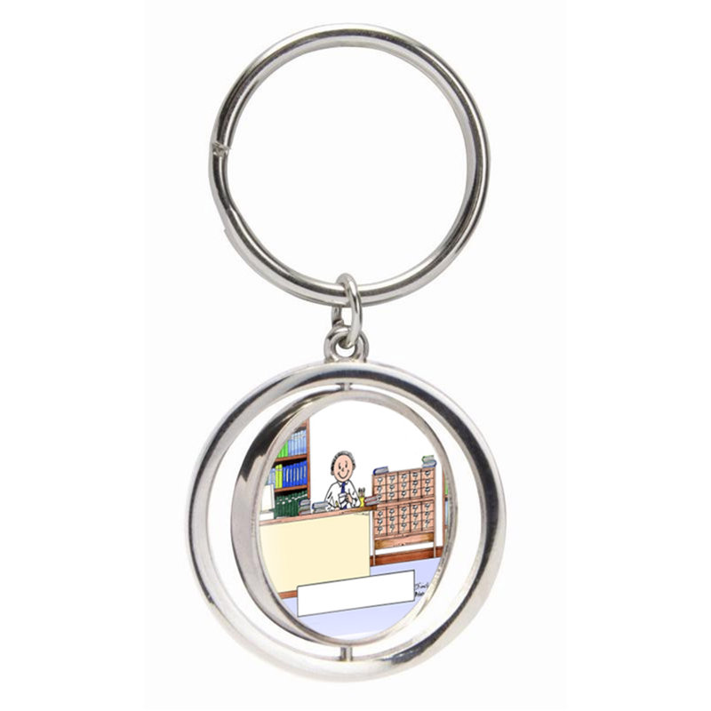 Personalized Librarian - Male Small Spinning Key Chain, Yes