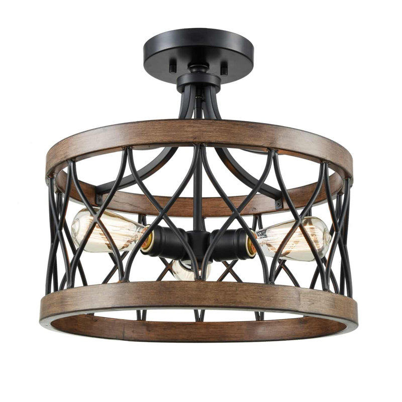 Plafonnier semi-encastré tambour 3 lumières 15,98 po Hanley