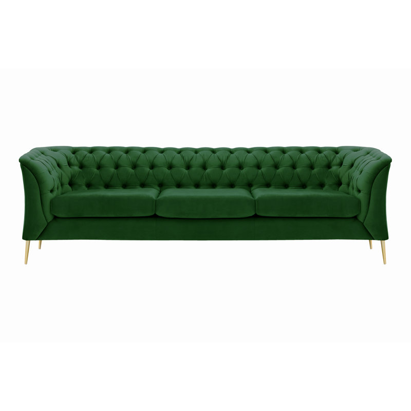 Ranae Chesterfield Sofa, 3, 74cm H x 248cm W x 80cm D, Green