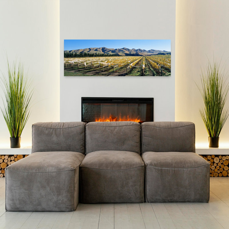 Vineyard N Canterbury, Nouvelle-Zélande, paysage contemporain abstrait, art mural, H 48 po x l 16 po