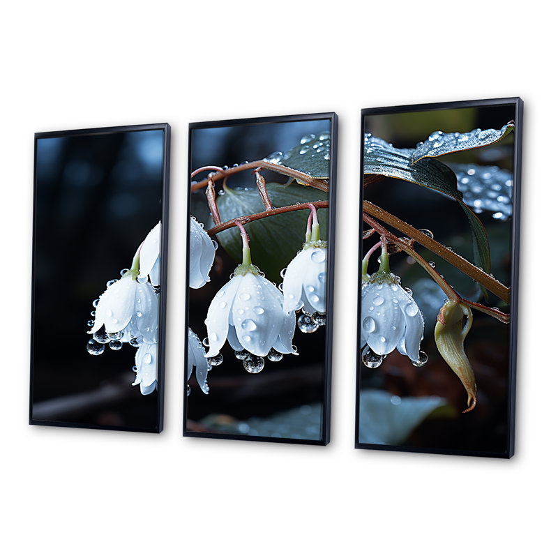Photo charme de neige en hiver - Ensemble de décorations murales, Cadre flottant noir, H 32 po x l 48 po x P 1 po