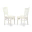 Ensemble de salle à manger 3 pièces comprenant une table de cuisine ronde avec pied central et 2 chaises, 107 x 107 cm, blanc lin-23542386-132884340