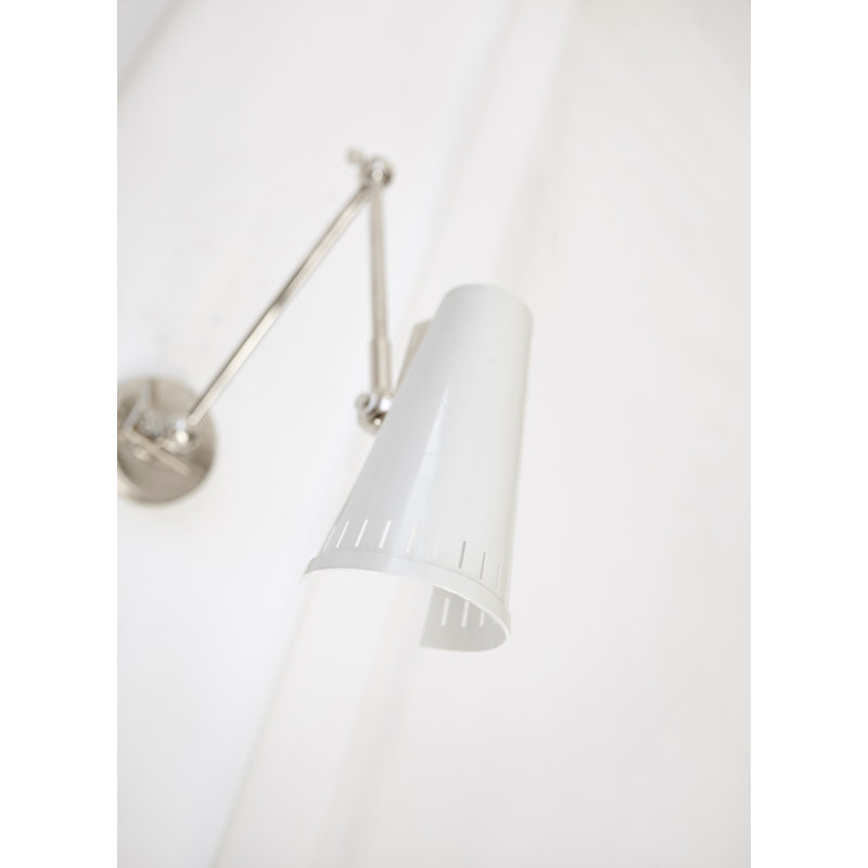 Thomas O'Brien Antonio Adjustable Two Arm Wall Lamp, Polished Nickel, Antique White