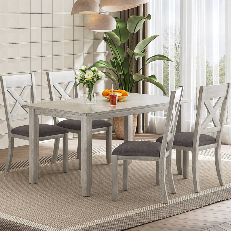 Ensemble de 4 chaises de salle à manger en bois d'hévéa massif sans accoudoirs