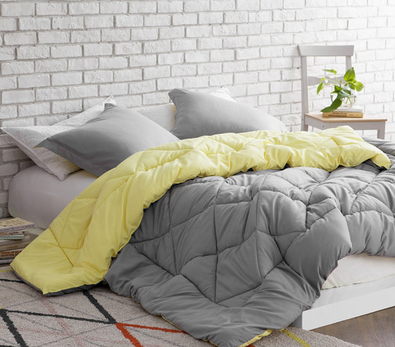 Colorful Reversible Oversized Comforter, Twin XL Comforter, Limelight Yellow/Alloy