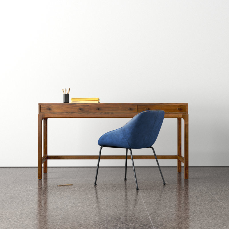 Daniella Modern Campaign Walnut Desk with Drawers - Brown