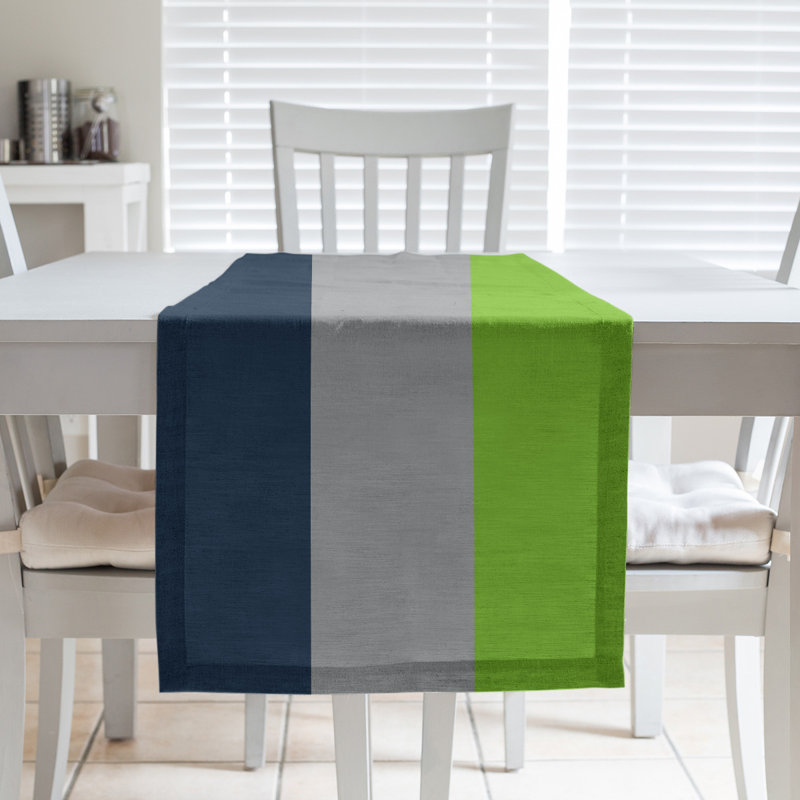 Minnesota Basketball Table Runner, 90" L x 16" W, Navy/Gray/Aurora Green, Poly Twill